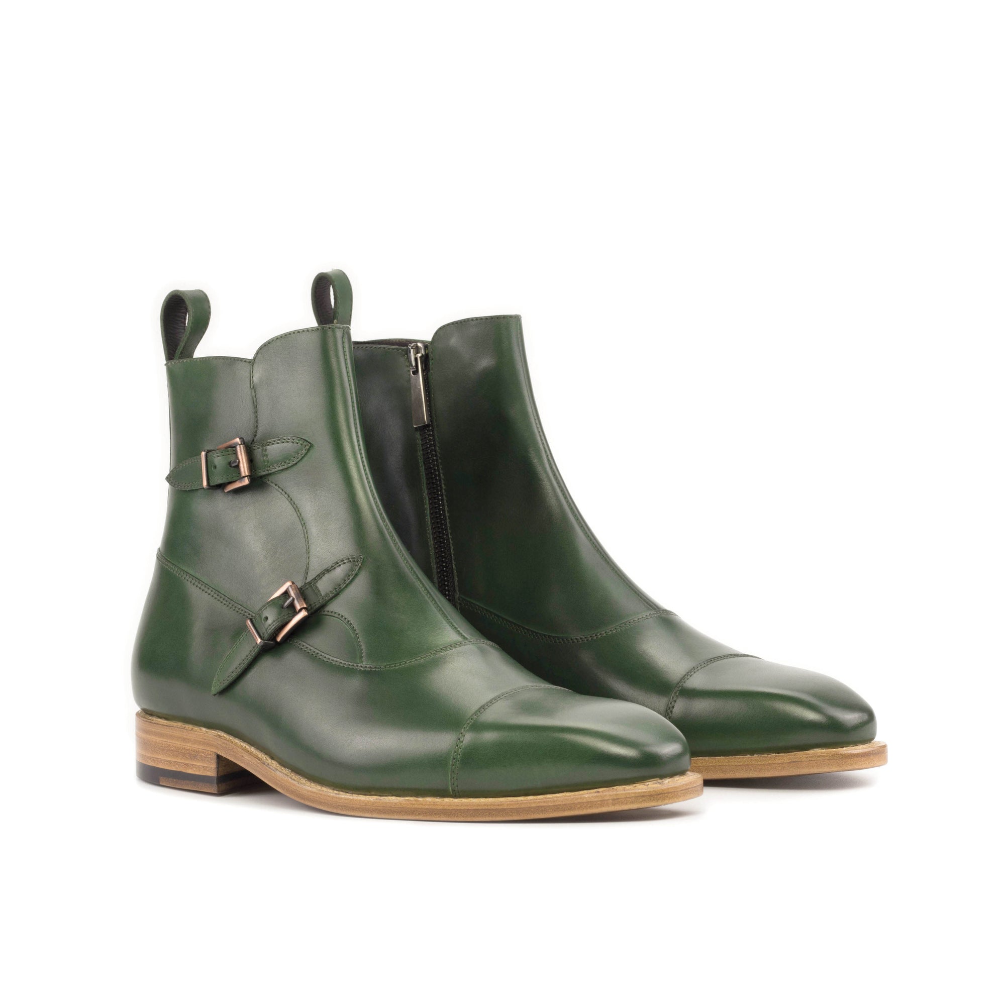 Emerald Octavian Luxury Leather Boot, Leather Boot with Buckle and Leather Sole