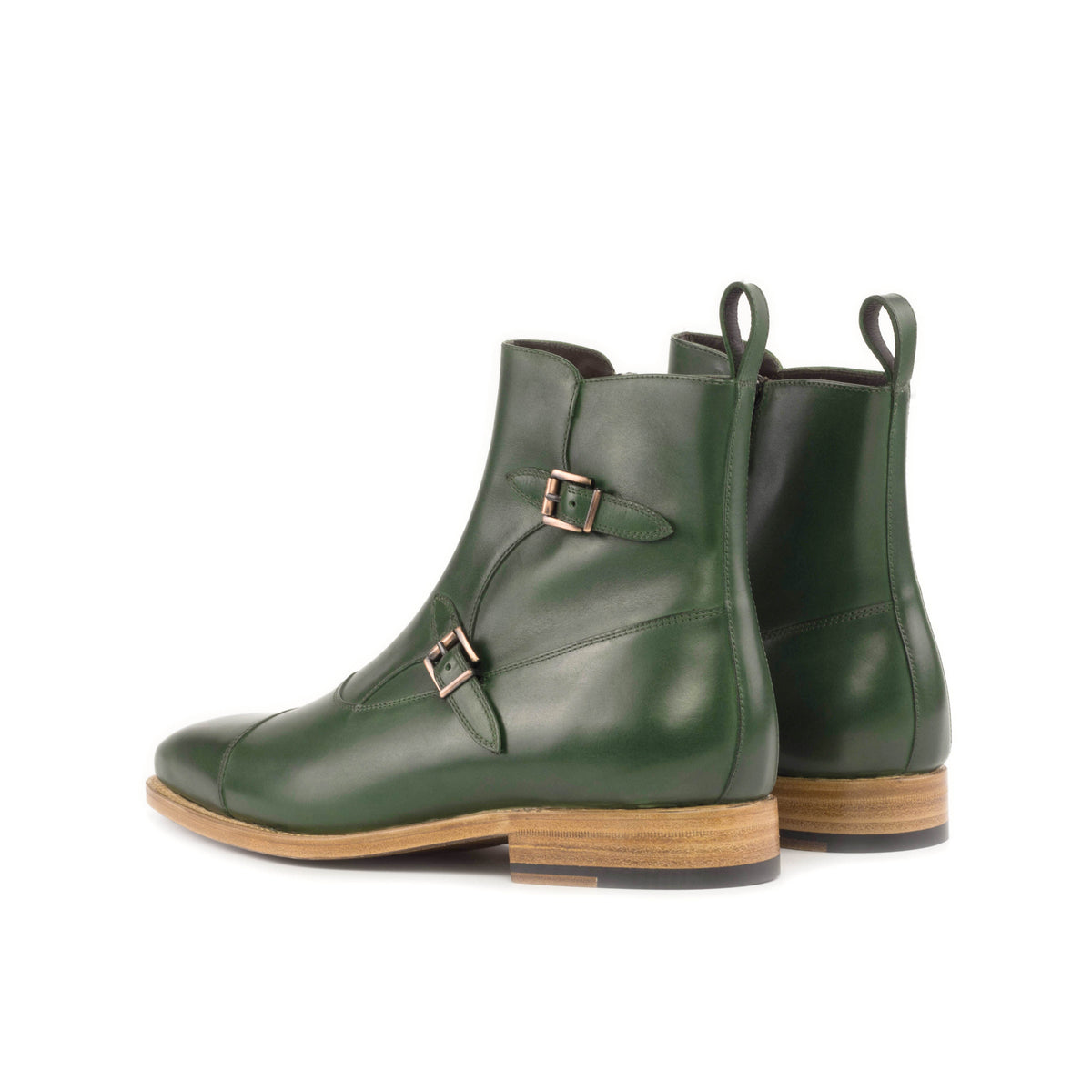 Emerald Octavian Luxury Leather Boot, Leather Boot with Buckle and Leather Sole