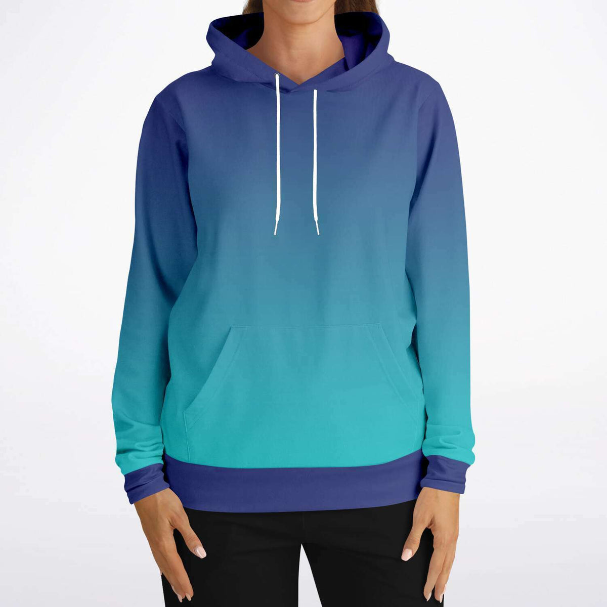 Blue Aqua Hoodie with Gradient Fade