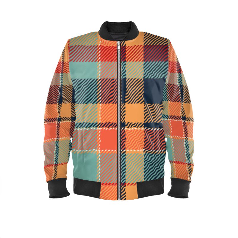 Tartan Bomber Unisex Bomberjacke entweder aus marmoriertem Samt, Satin, Jersey oder wasserdichtem Außenmaterial