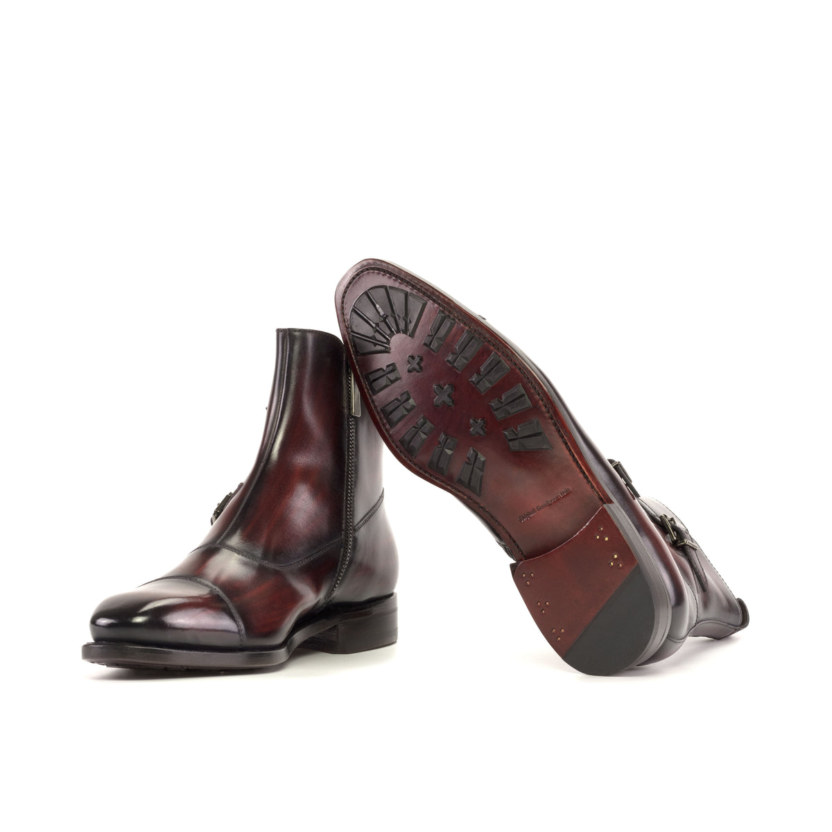 Handmade Goodyear Welted Boots in Burgundy Burnished Leather