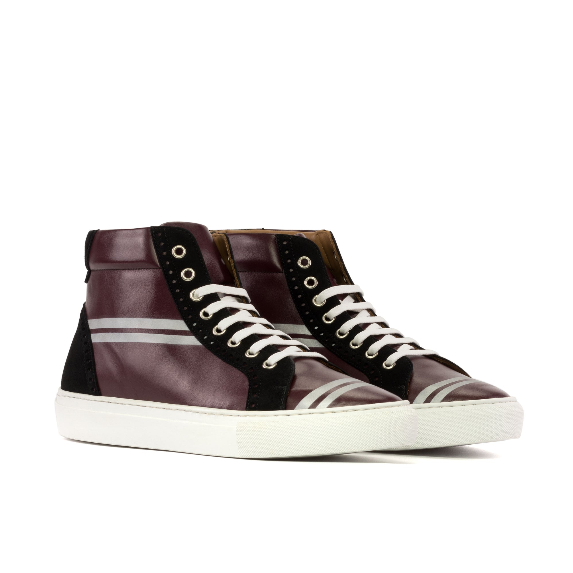 Handmade Hi Tops- The Burgundy with Pinstripe