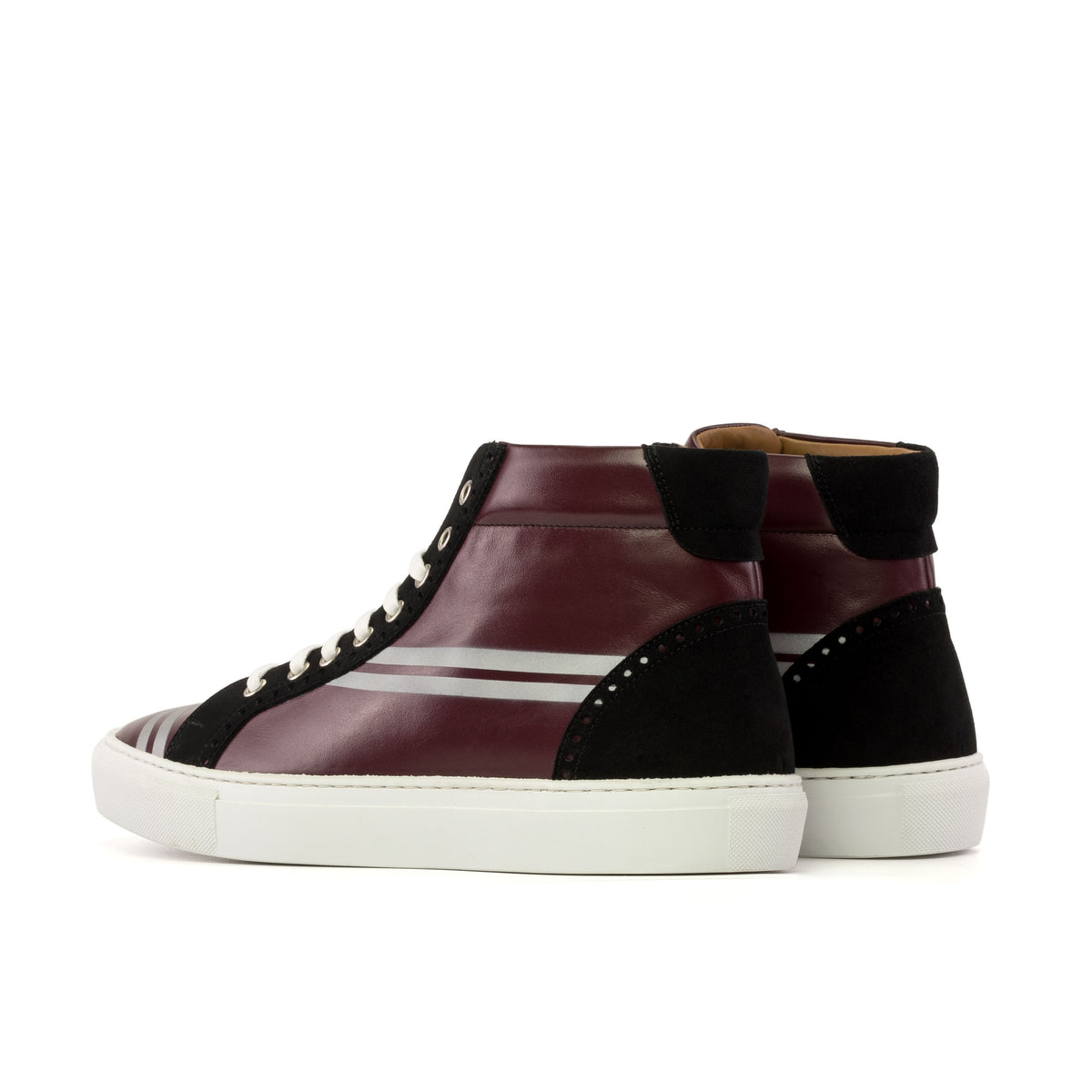 Handmade Hi Tops- The Burgundy with Pinstripe