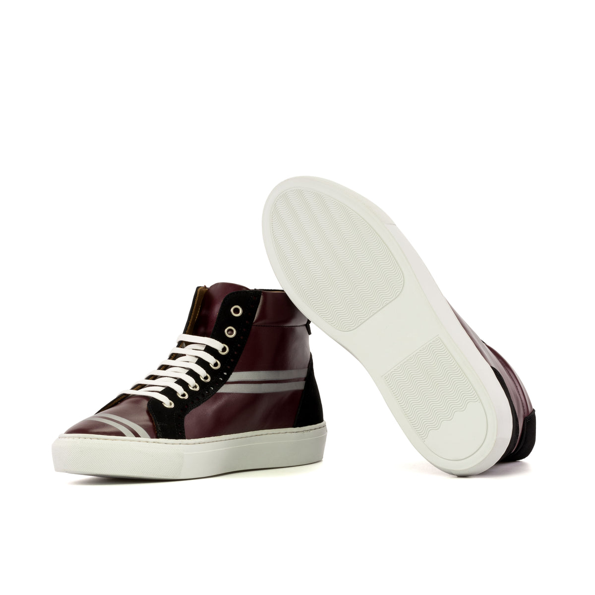Handmade Hi Tops- The Burgundy with Pinstripe