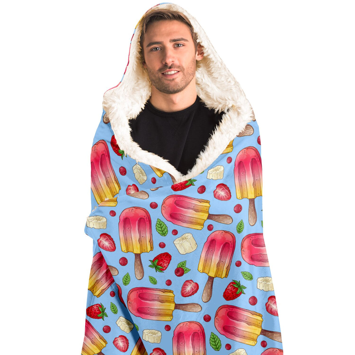 Hooded Blanket - Raspberry Ice cream