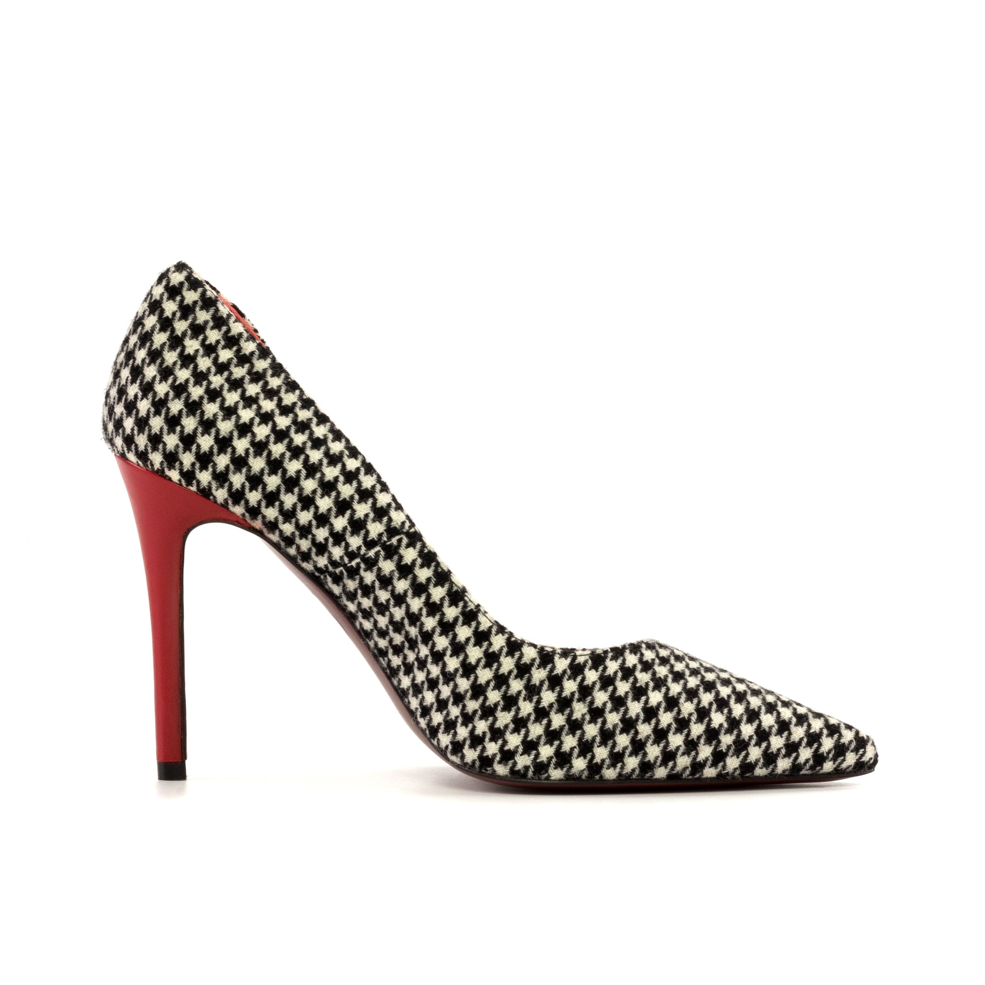 Handmade Houndstooth Passion Red Kaiser Heels: Embrace the Soul of Spanish Artisanship and Luxury