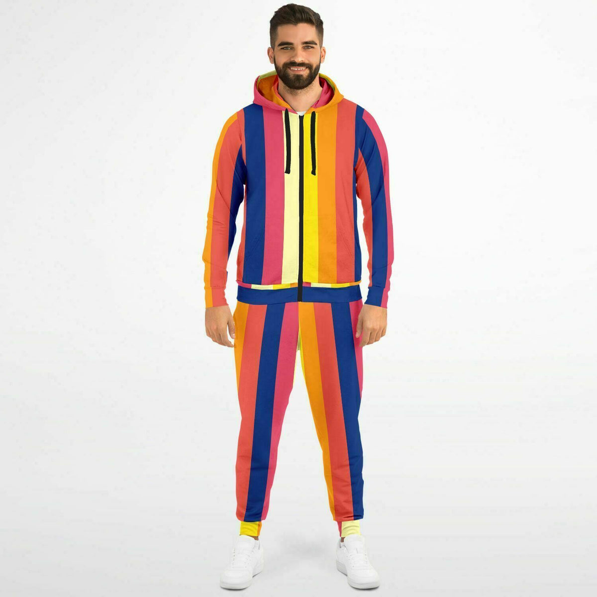 Trainingsanzug mit Kapuzenpullover und Jogginghose mit Retro-Streifen 