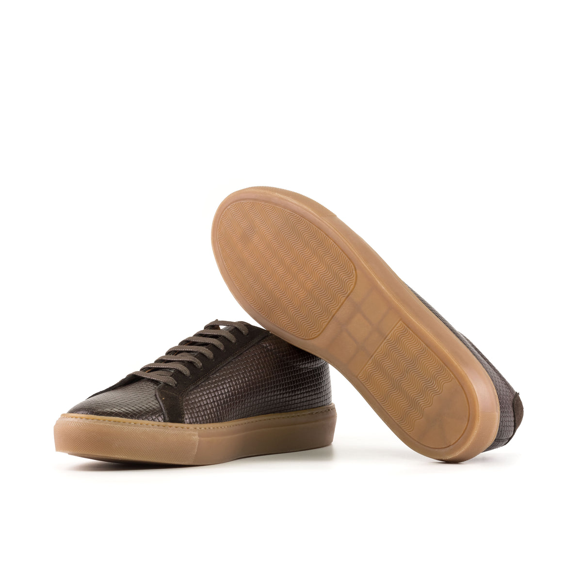 Brown Woven Leather Caramel Cupsole Sneaker