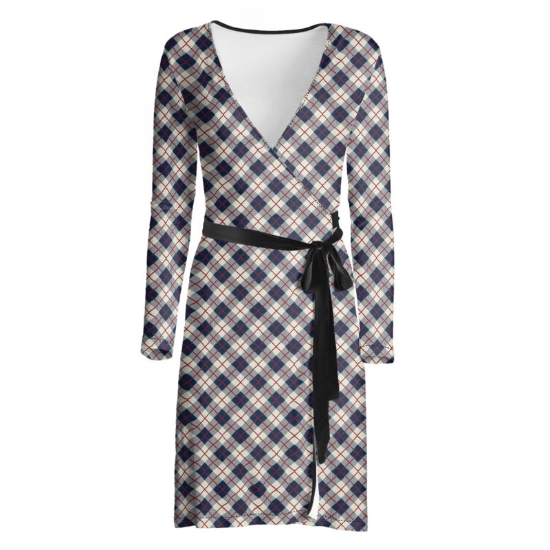 Licorice Check wrap dress