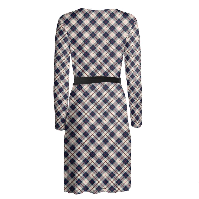 Licorice Check wrap dress