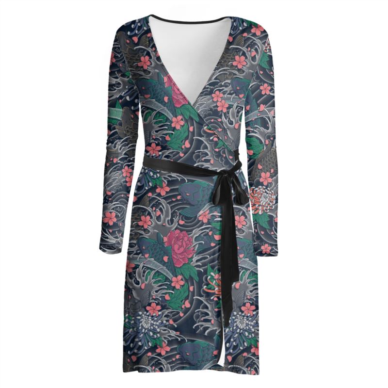 Japanese Tattoo Wrap Dress