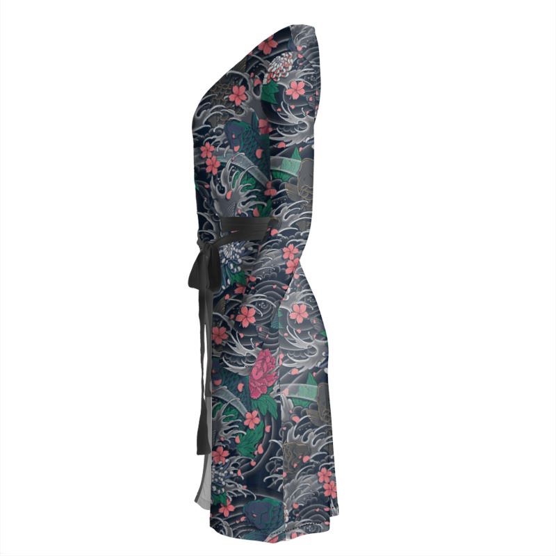 Japanese Tattoo Wrap Dress