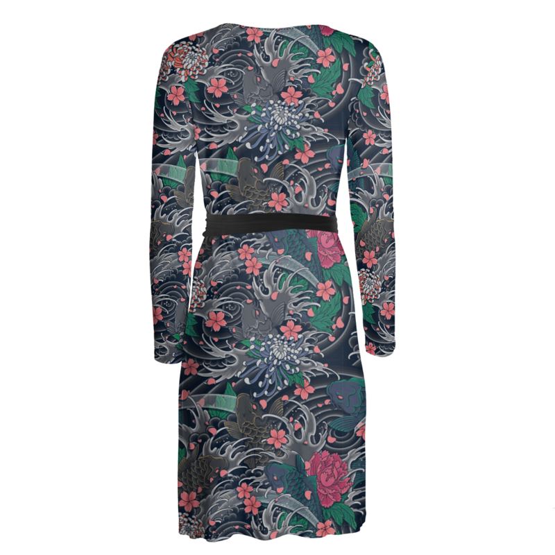 Japanese Tattoo Wrap Dress