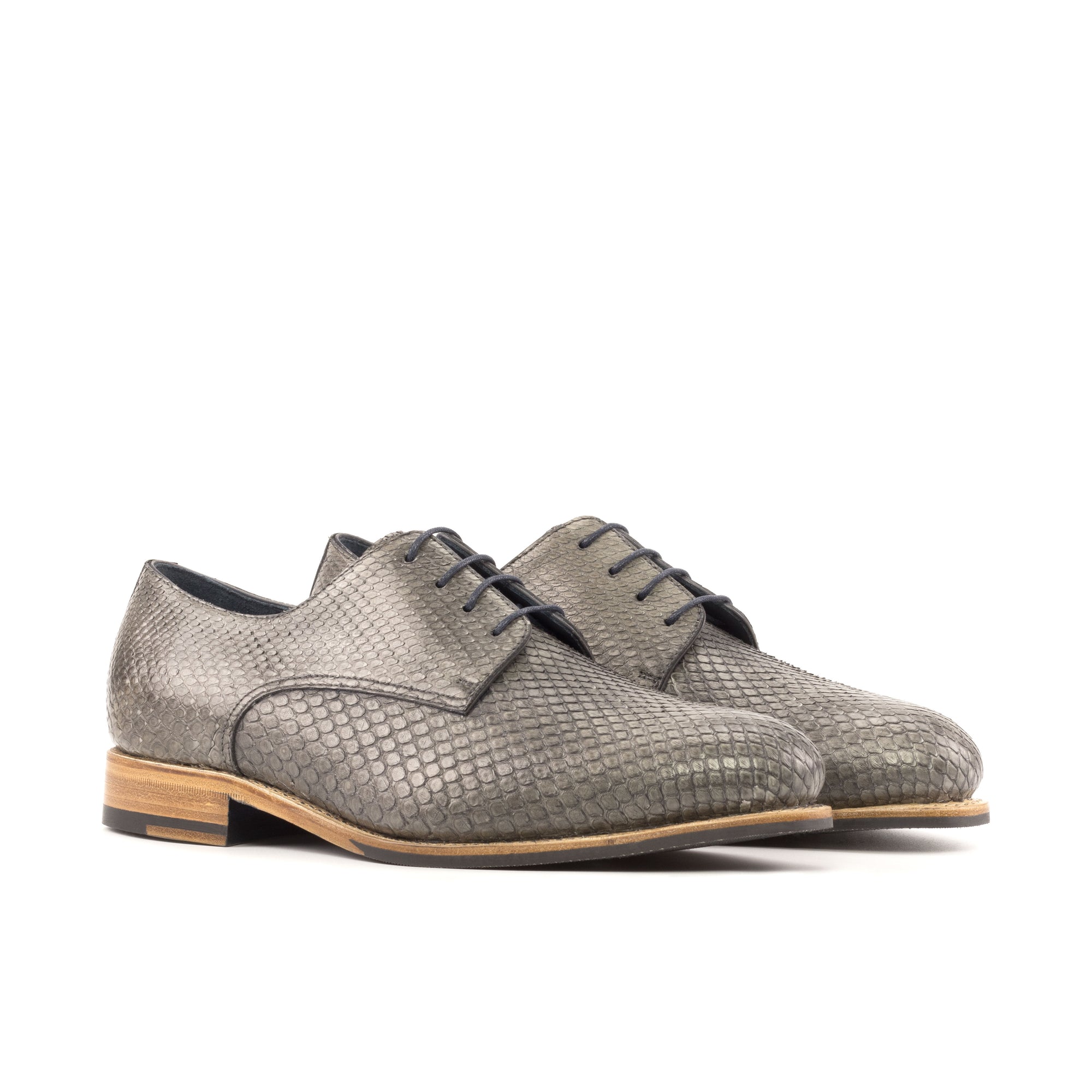 Derby Shoes in Grey Python Skin