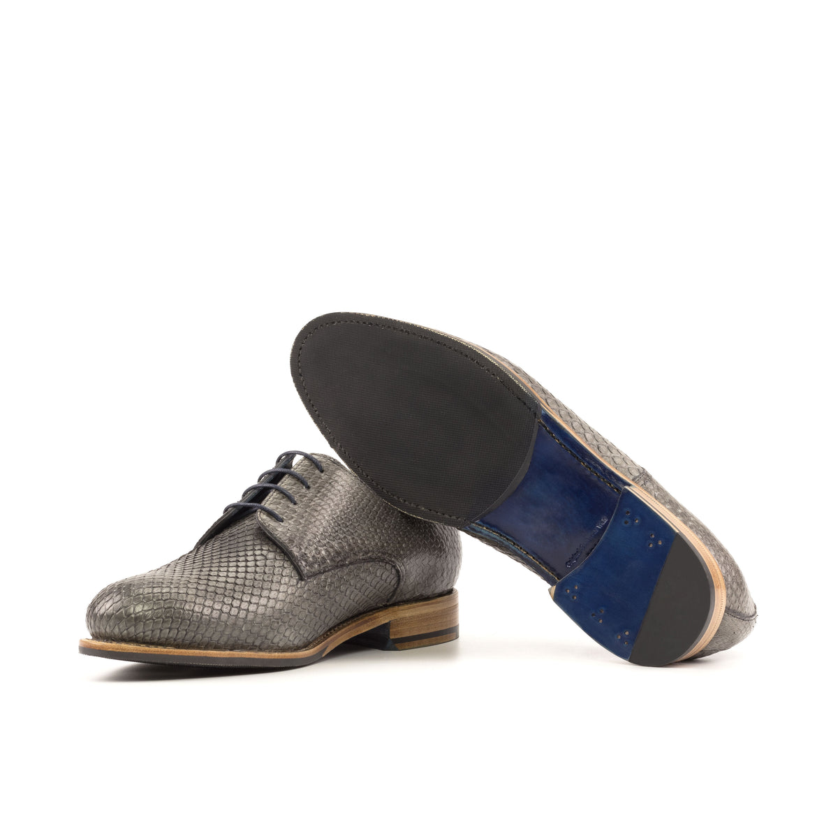 Derby Shoes in Grey Python Skin