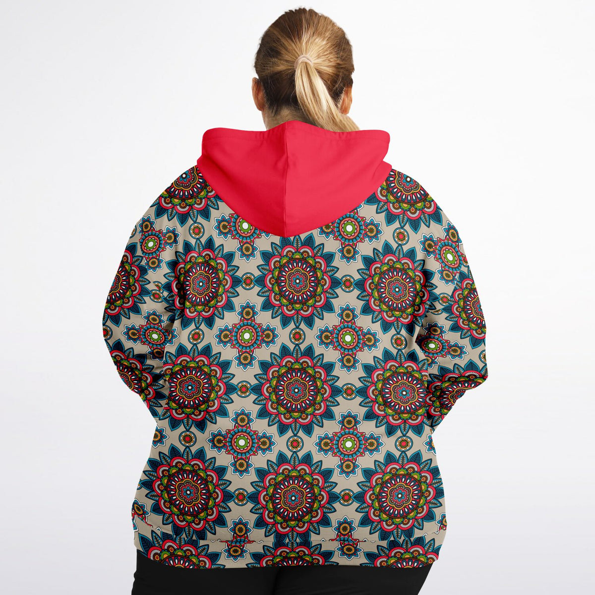 Plus Size zip up hoodie - Mandala Print