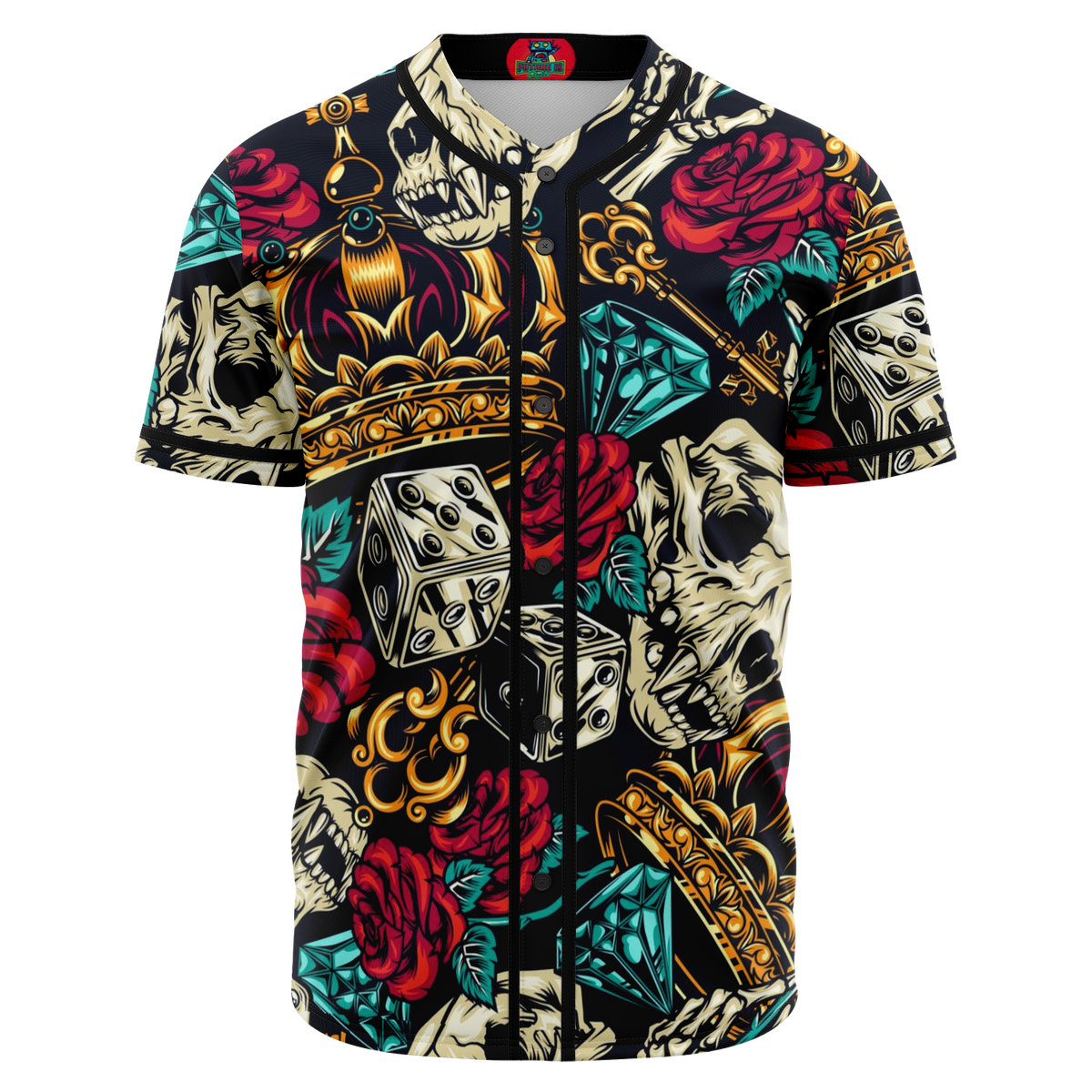 Retro Tattoo Print Baseball Jersey