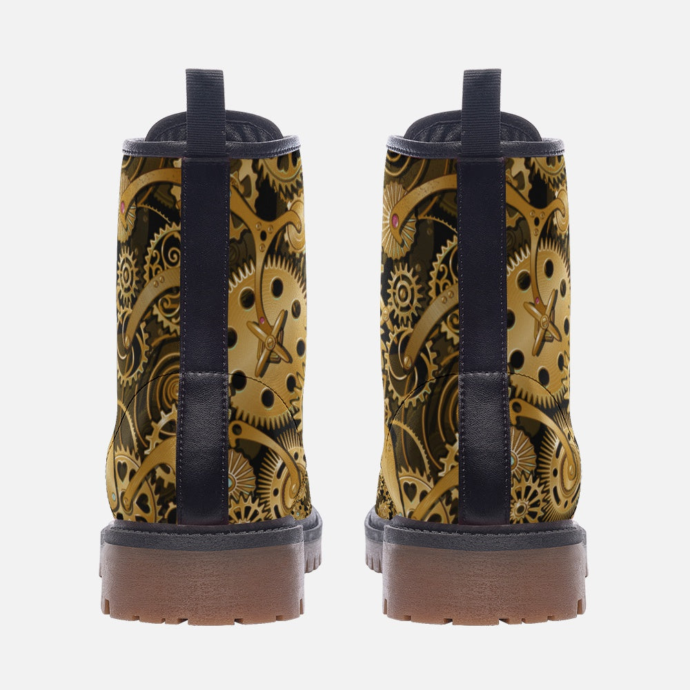 Vegan Steampunk Combat Boots, Ankle Boots, Lace Up Boots,