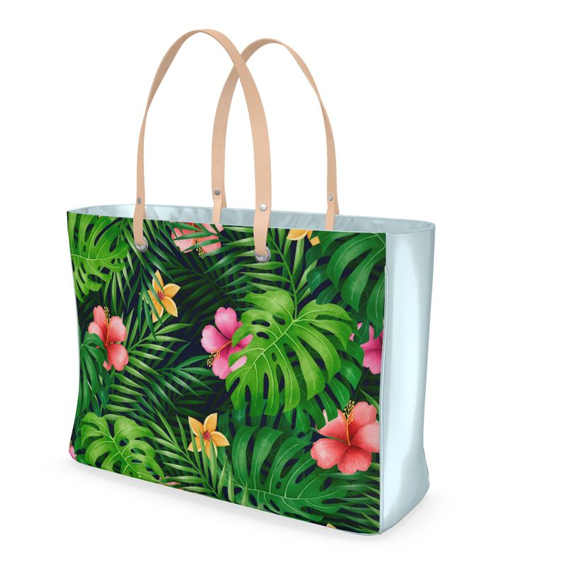 Vintage Tropicana Premium Leather Handbag (Powder Blue)