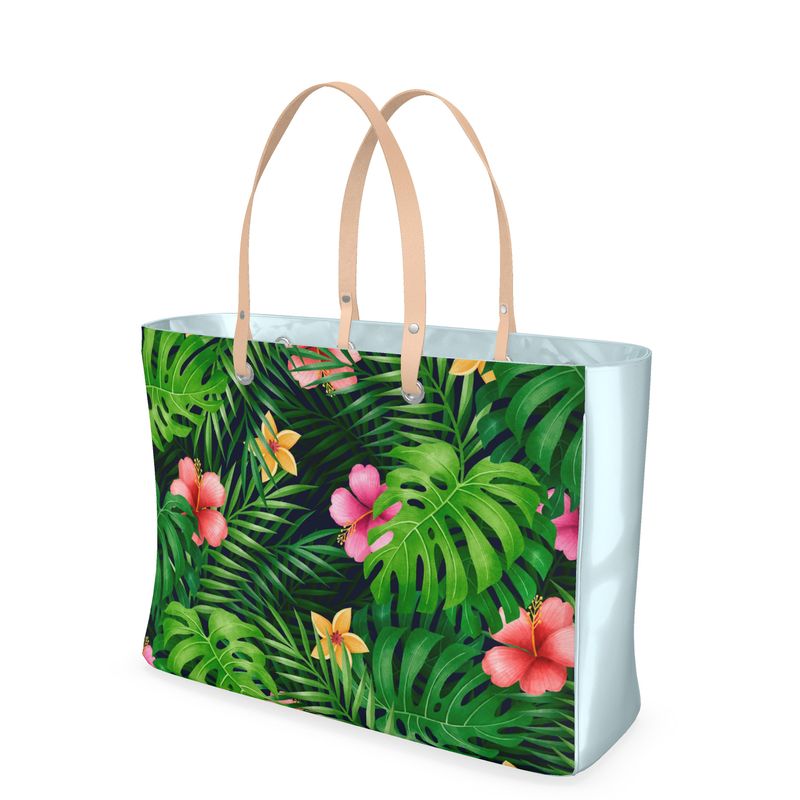 Vintage Tropicana Premium Leather Handbag (Powder Blue)