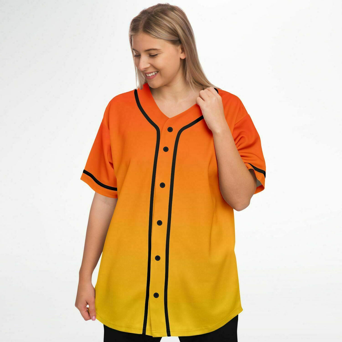 Baseball Jersey - Tangerine Orange and Yellow Ombre fade