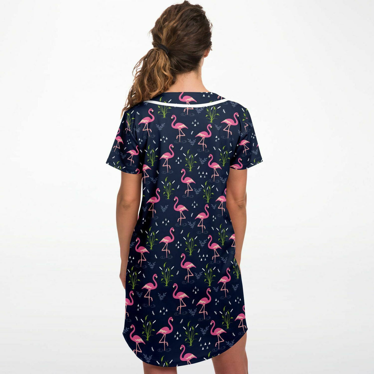 Baseball Jersey Dress - Flamingo Y2K