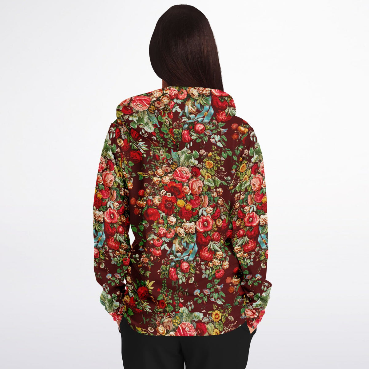 Athletic Zip-Up Hoodie - Art Nouveau Roses