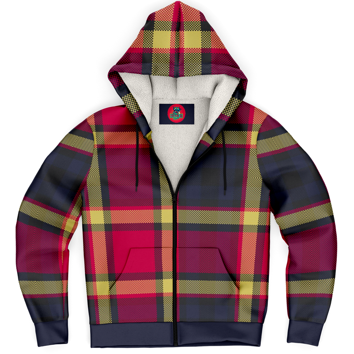 Red Tartan Unisex Microfleece Hoodie, Plaid Hoodie
