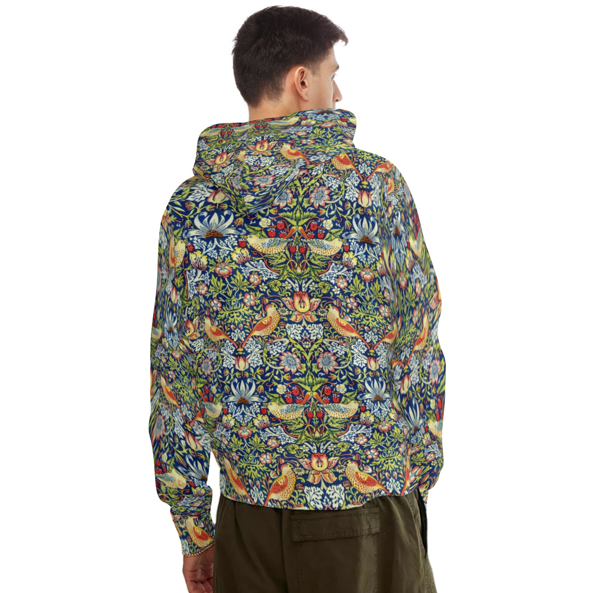 Art Nouveau Heavyweight Cotton Hoodie - William Morris &#39;The Strawberry Thieves&#39;