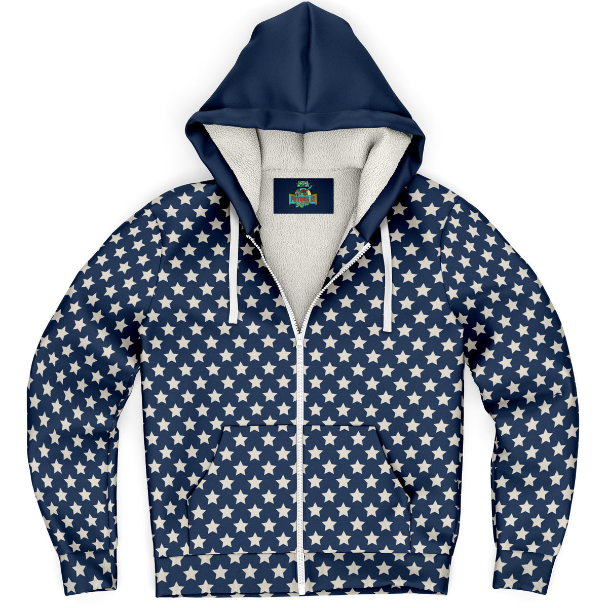 Silver Star Microfleece Zip Up hoodie - AOP