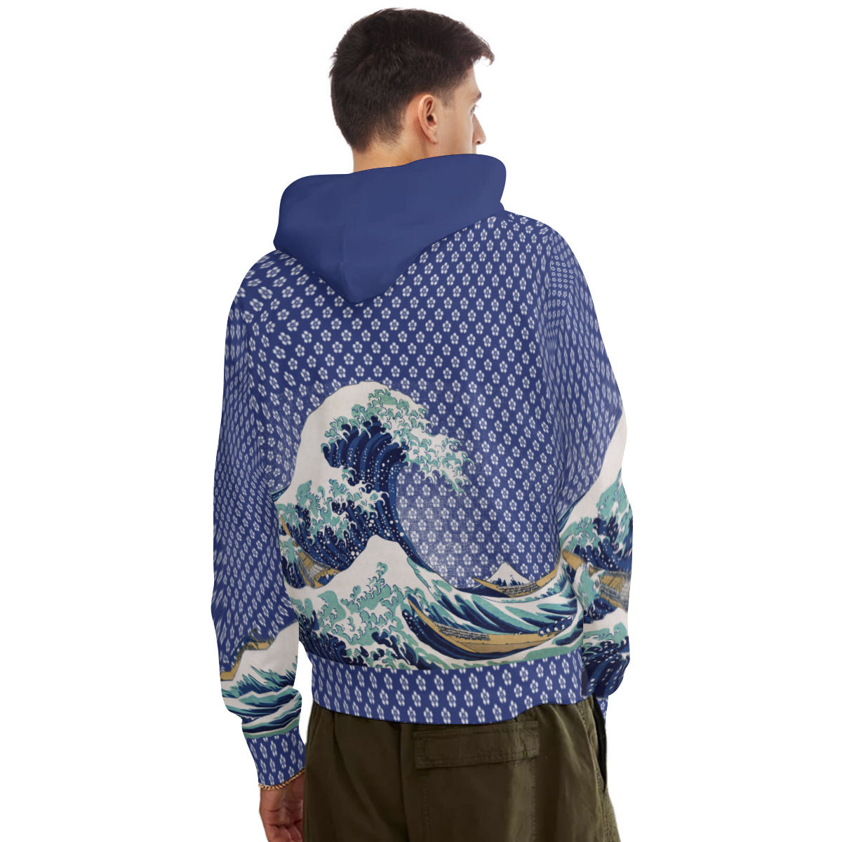 Hoodie mit Kunstdruck Die große Welle vor Kanagawa, Hokusai, 100% Baumwolle retro