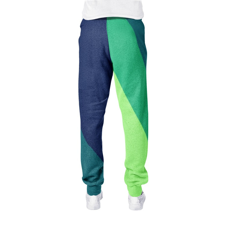 Green Retro Print men&#39;s joggers sweatpants