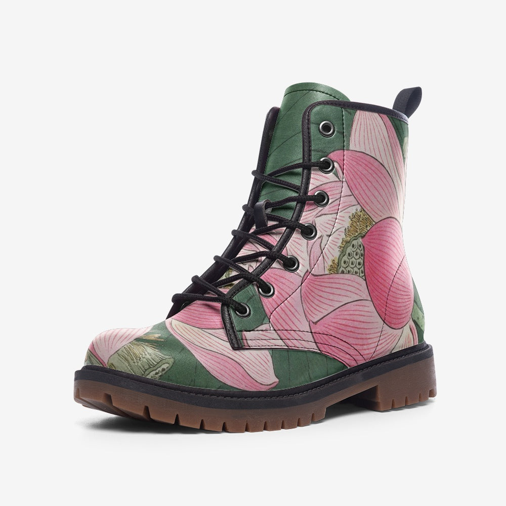 Japanese Floral Vegan Leather Boots