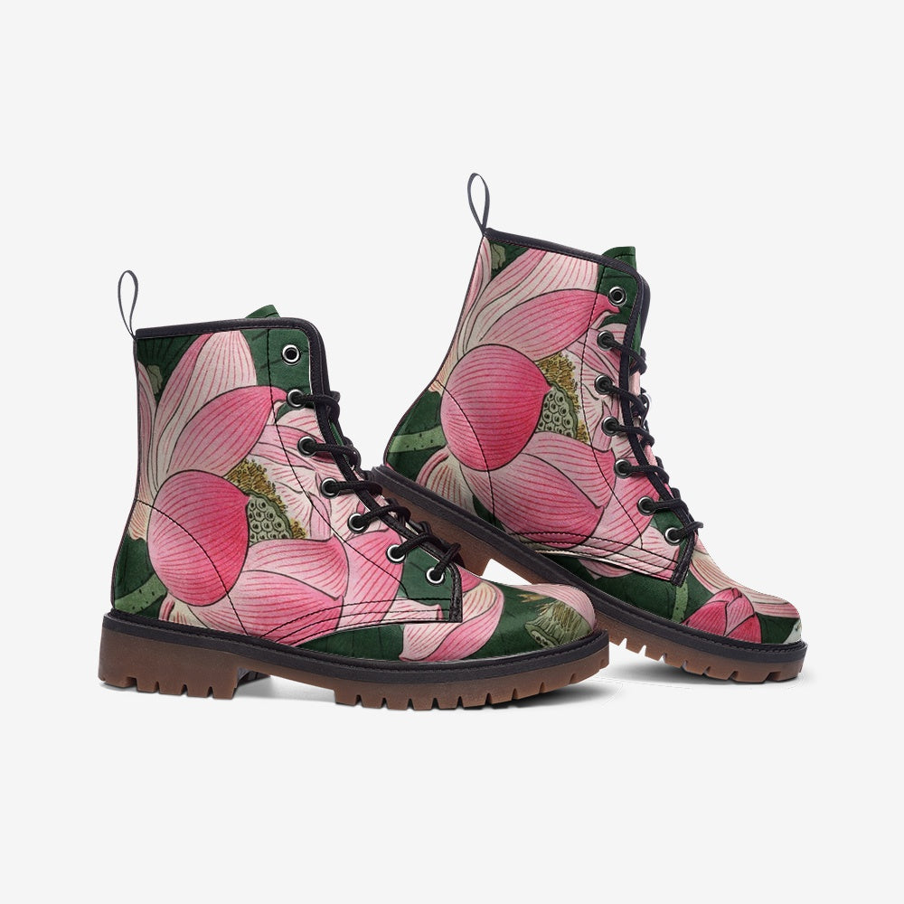 Japanese Floral Vegan Leather Boots