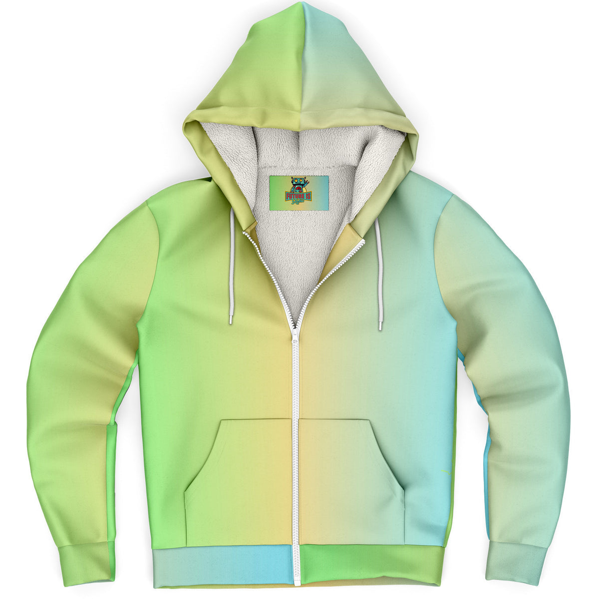 Microfleece Zip up hoodie -Mint lemon sky
