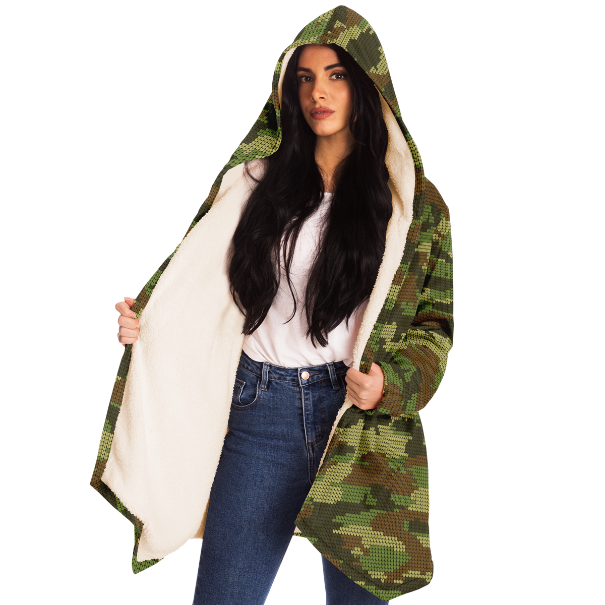 Camo Microfleece Unisex Hooded Cloak