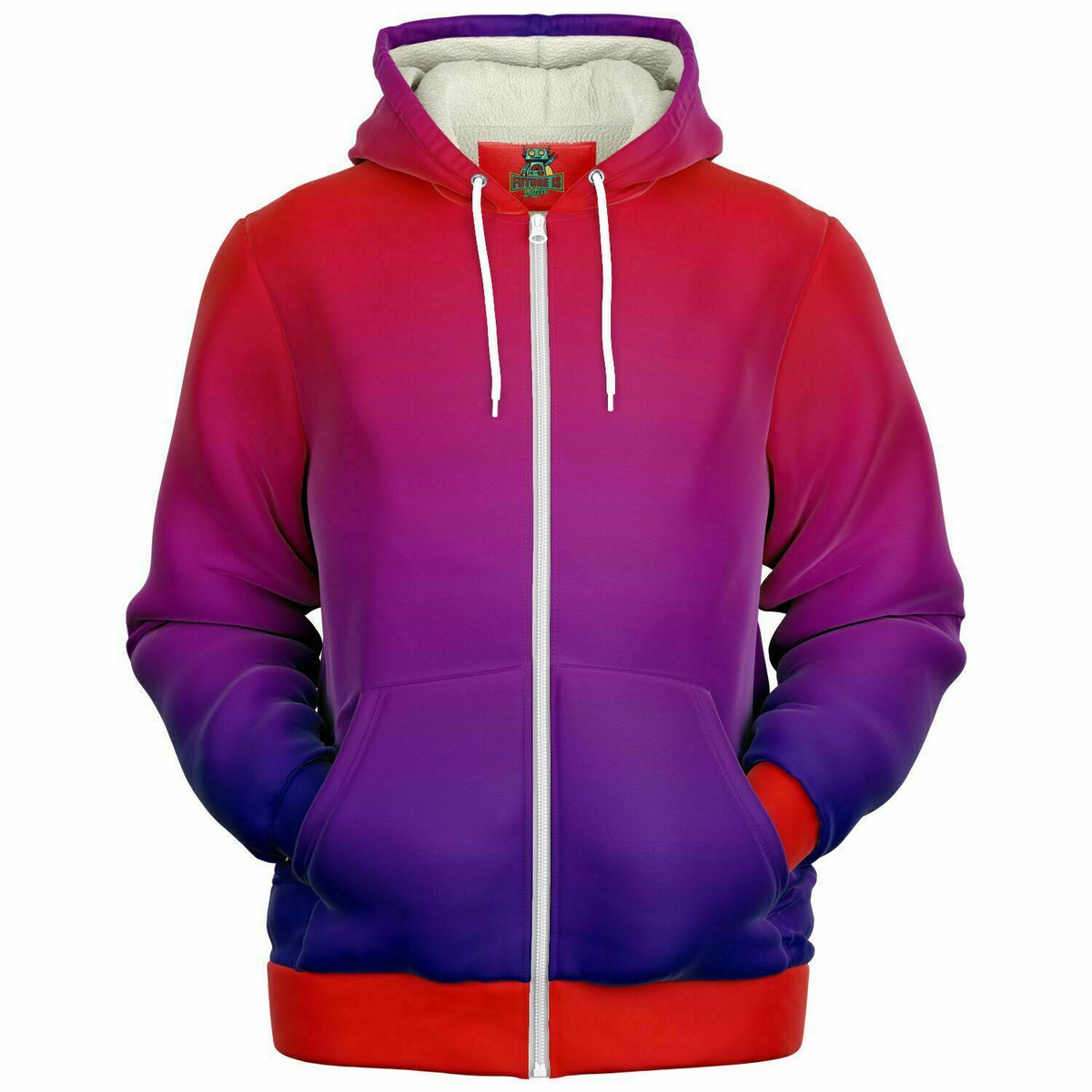 Purple and Scarlet Ombre Microfleece Zip Hoodie - Handcrafted Comfort