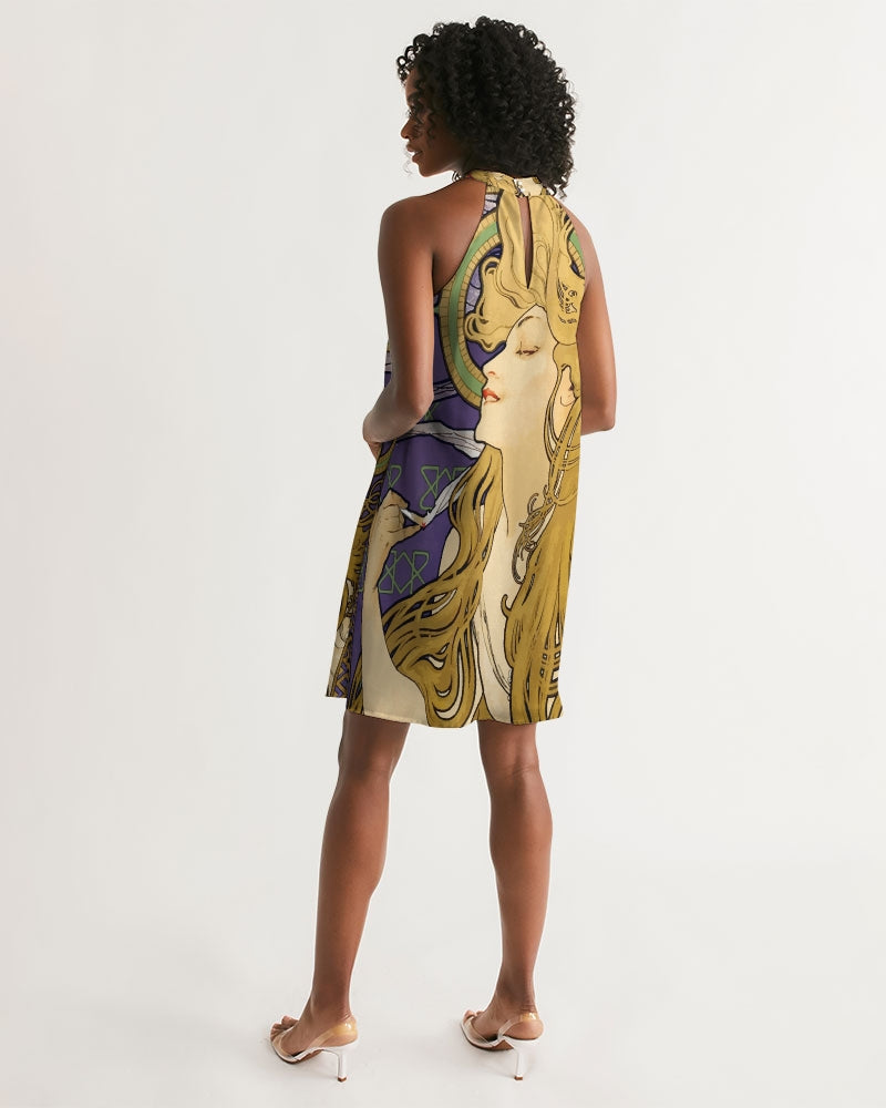 Alphonse Mucha Art Nouveau Women&#39;s Halter Dress
