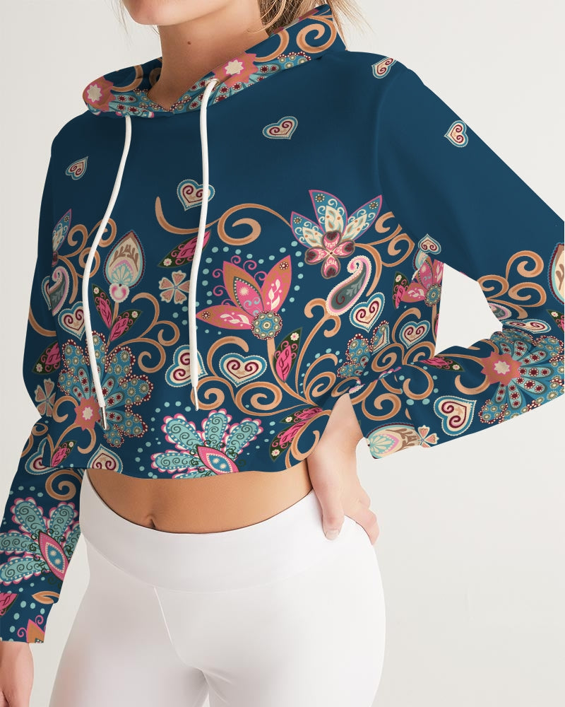Art Deco Paisley Women&#39;s Cropped Hoodie