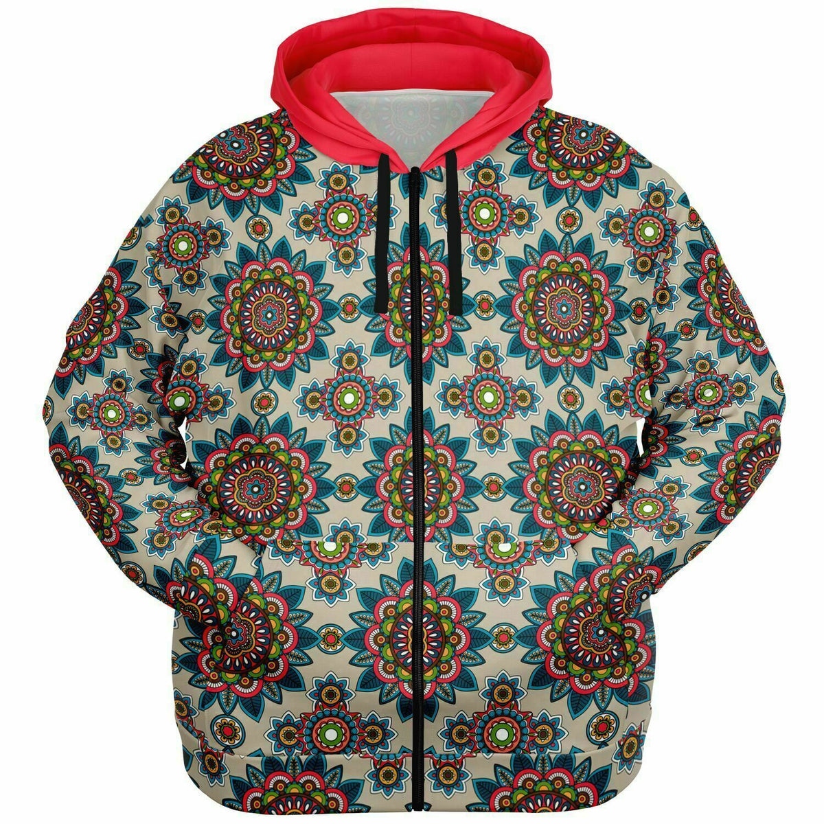 Plus Size zip up hoodie - Mandala Print