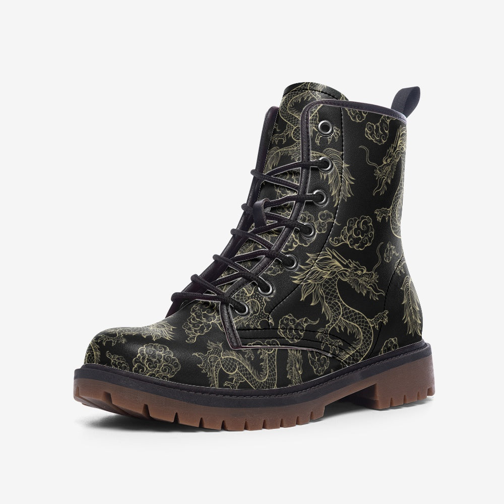 The Golden Dragon Vegan Leather Combat Boots