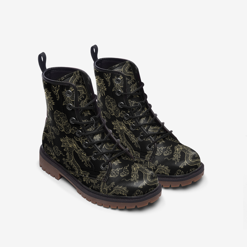 The Golden Dragon Vegan Leather Combat Boots