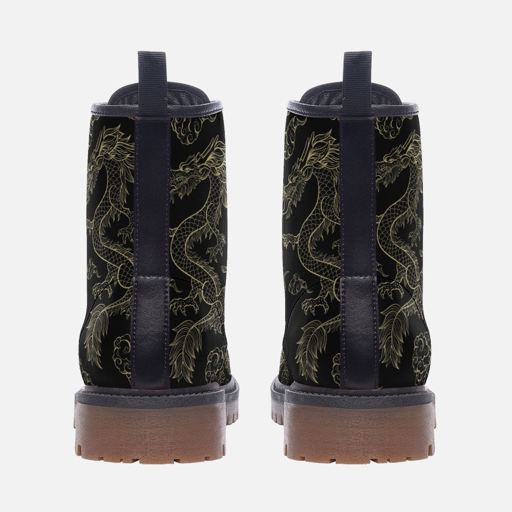 The Golden Dragon Vegan Leather Combat Boots