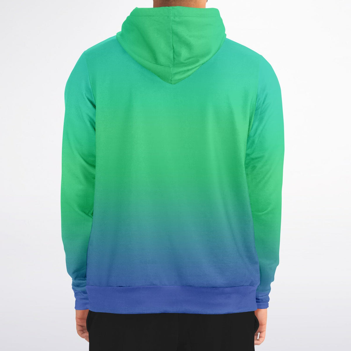 Athletic Zip-Up Hoodie - Blue Green Fade