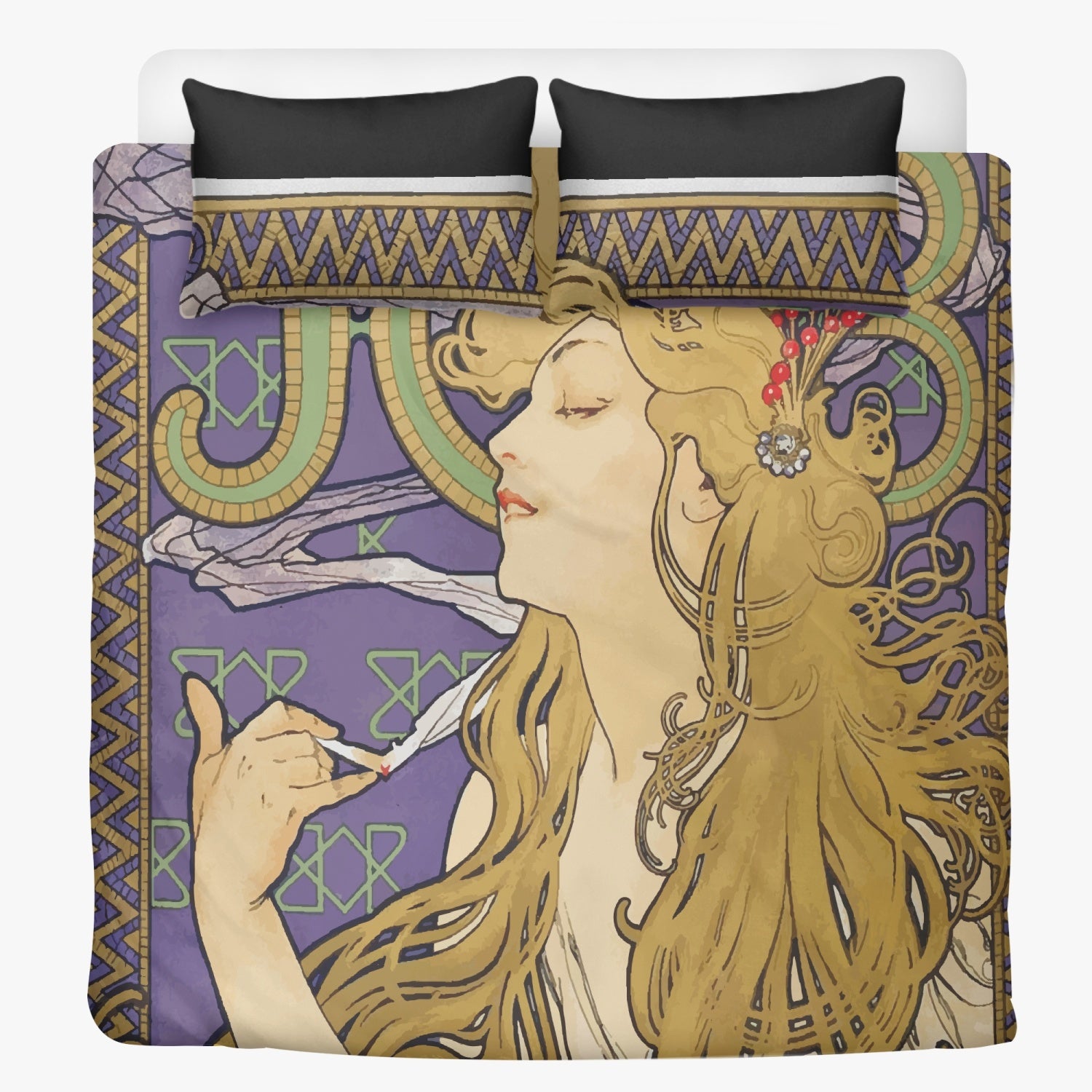 Bedding Set - Boho Aesthetic Art Nouveau Alfonse Mucha Print
