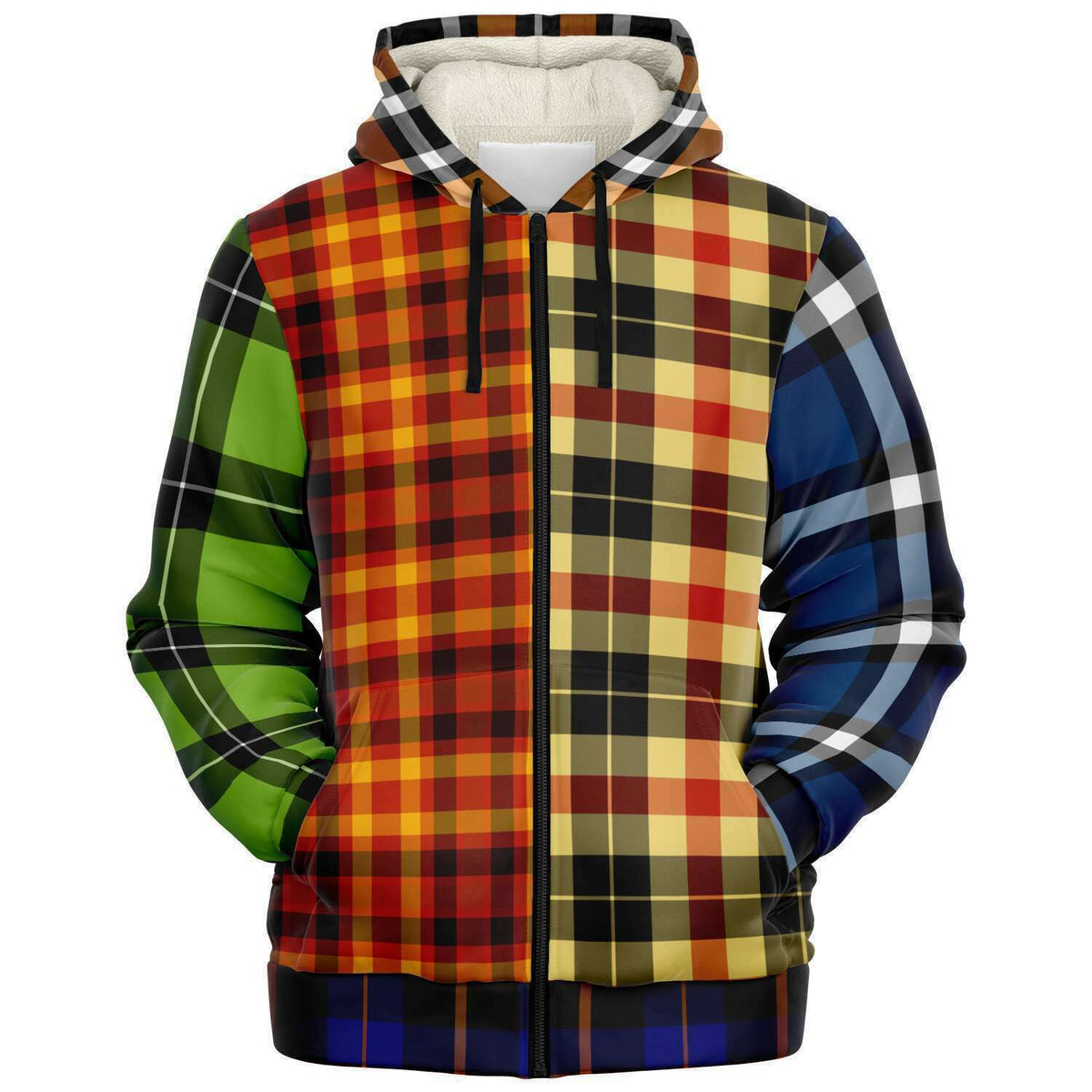 Multi Plaid Microfleece Hoodie