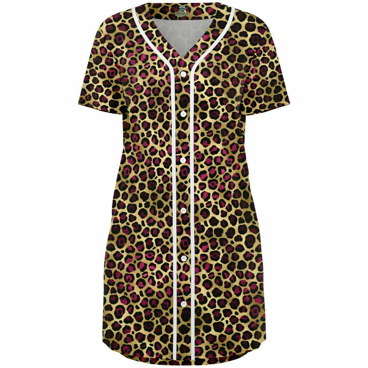 Leopard Print Baseball Jersey Dress - AOP