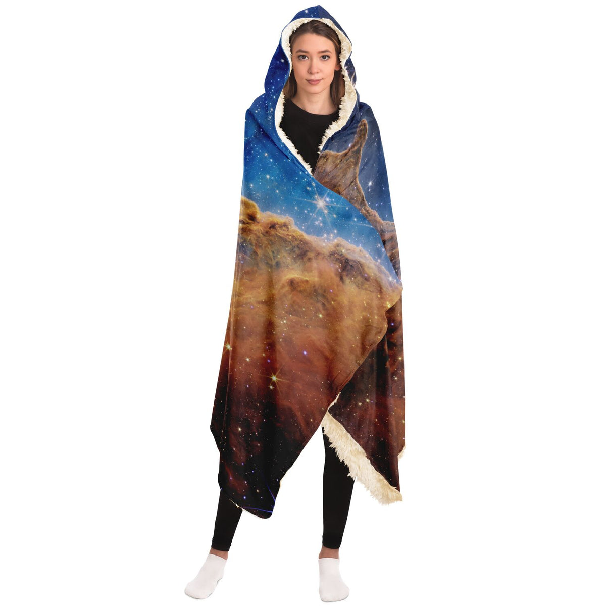 Sherpa House Blanket Hoodie, NASA Nebula Hoodie, Microfleece galaxy hoodie cloak, Giant blanket hoodie