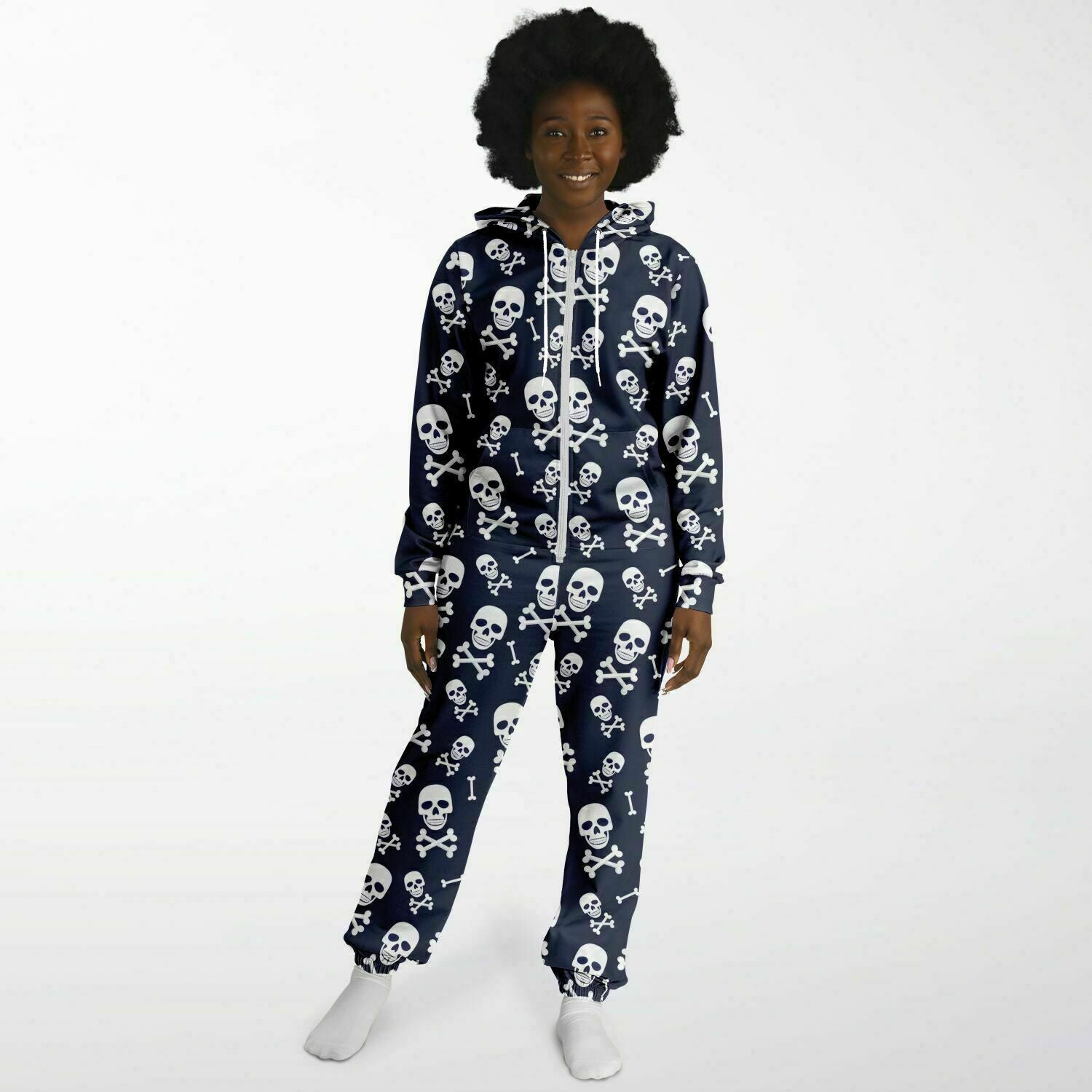 Skull and Bones Loungewear Jumpsuit, All in one Jumpsuit, Gothic, Makabre 