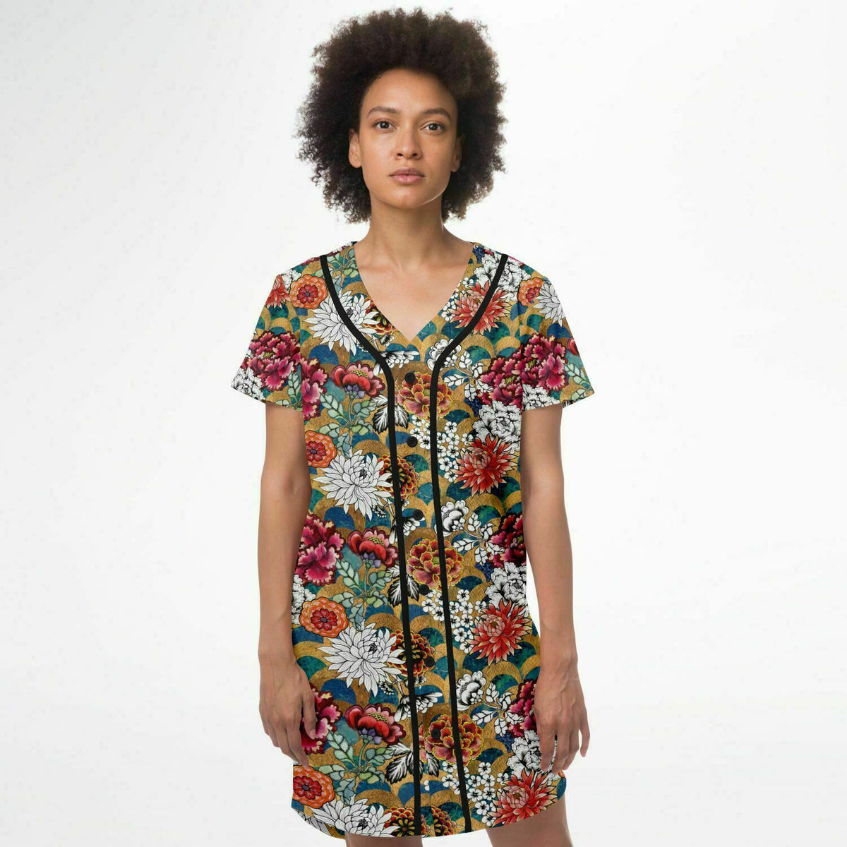 Baseball Jersey Dress Art Deco, Art Nouveau Floral Dress